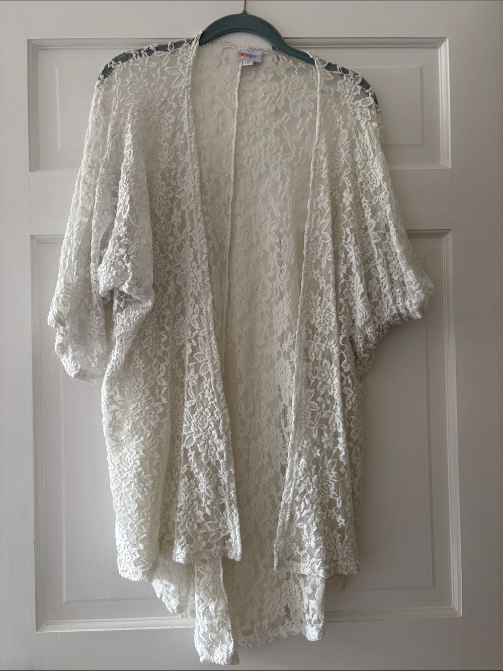 Lularoe Lace Kimono Cardigan in Ivory